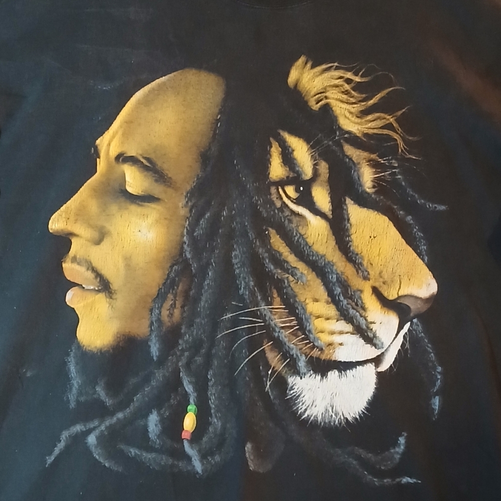 Bob Marley Lion New Generation Metal Unisex Profile T Shirt 2XL